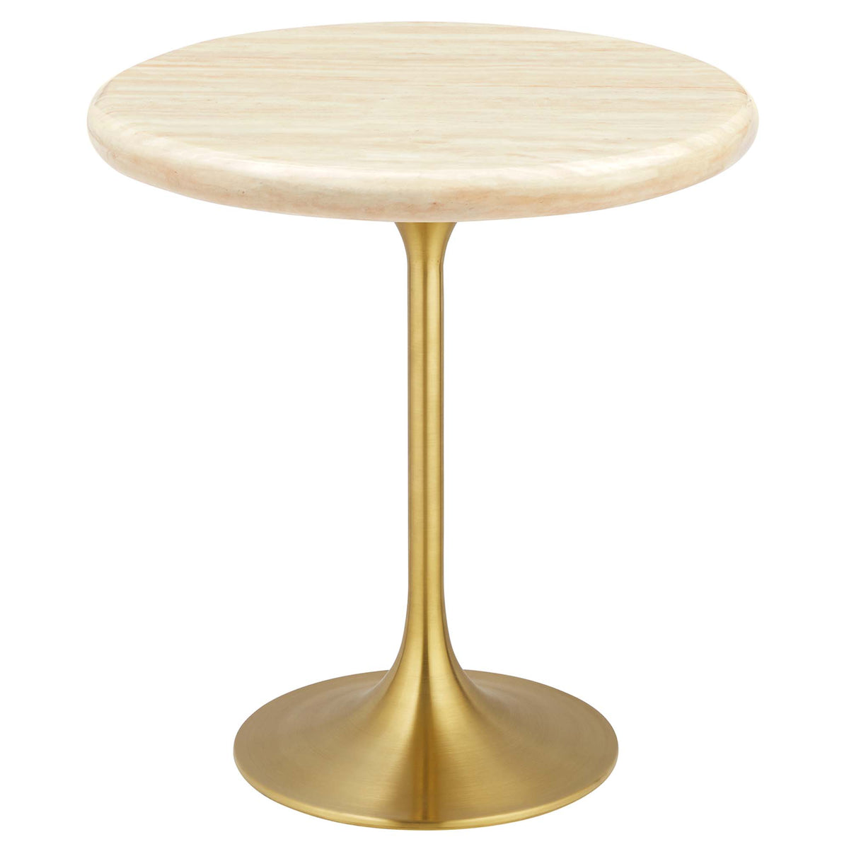 Lippa 20" Round Faux Travertine Side Table - Gold Travertine