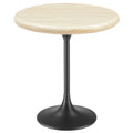 Lippa 20" Round Faux Travertine Side Table - Black Travertine