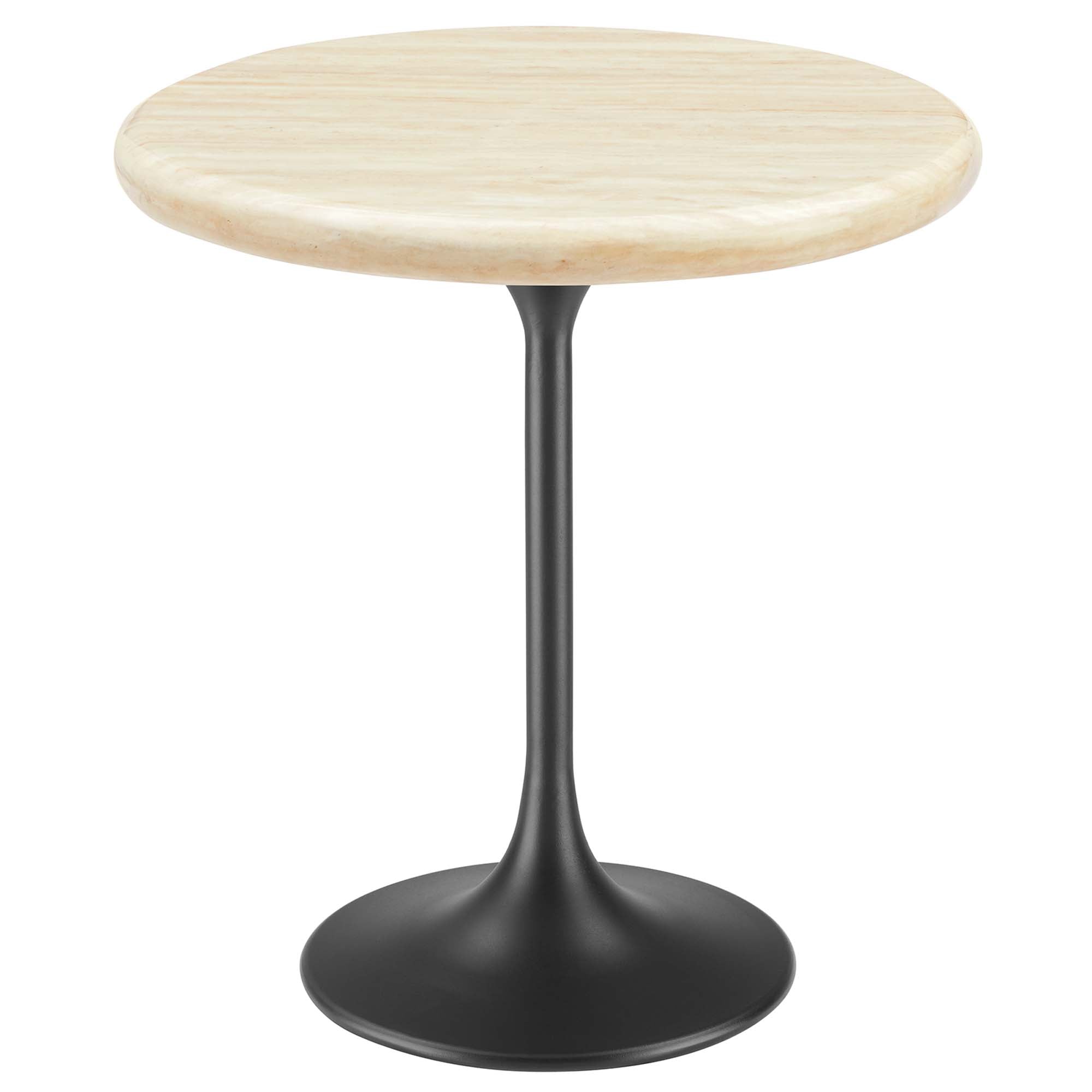 Lippa 20" Round Faux Travertine Side Table - Black Travertine