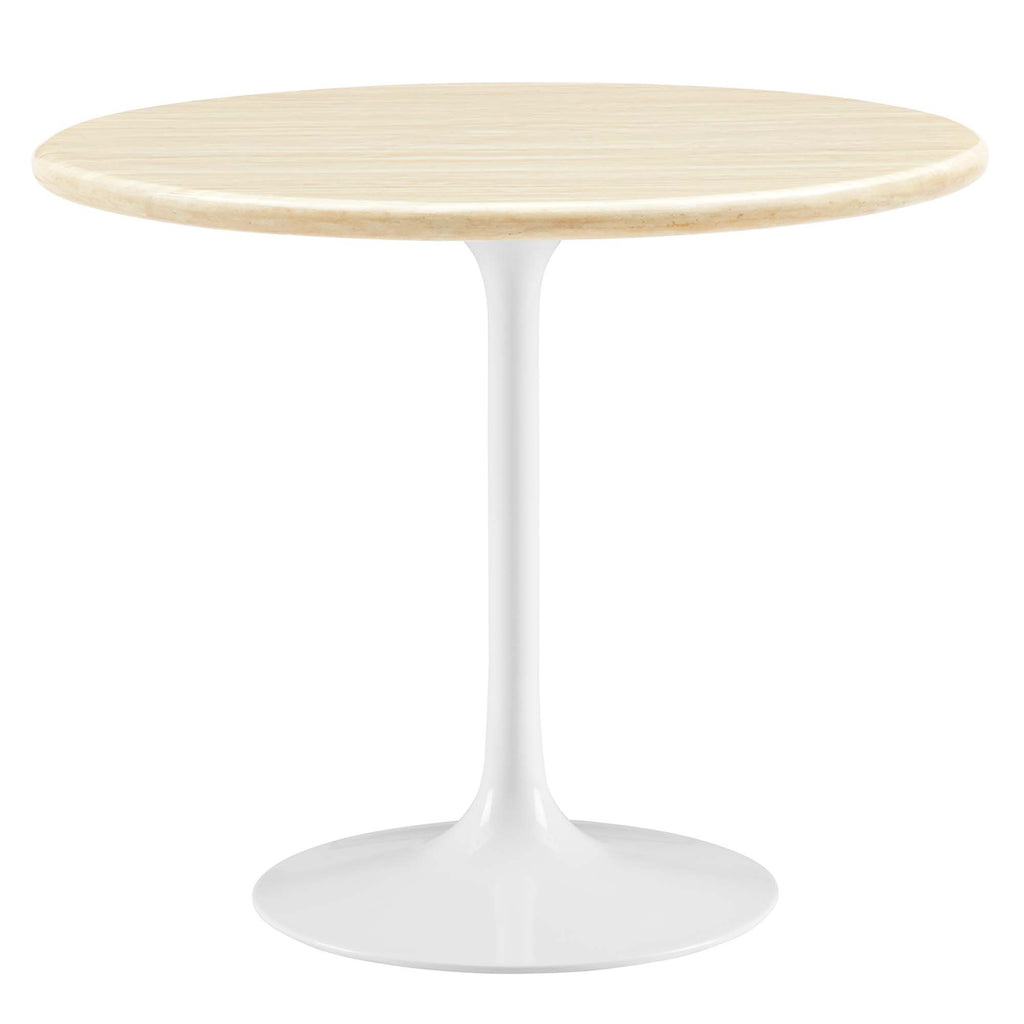 Lippa 36" Round Faux Travertine Dining Table - White Travertine