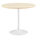 Lippa 36" Round Faux Travertine Dining Table - White Travertine