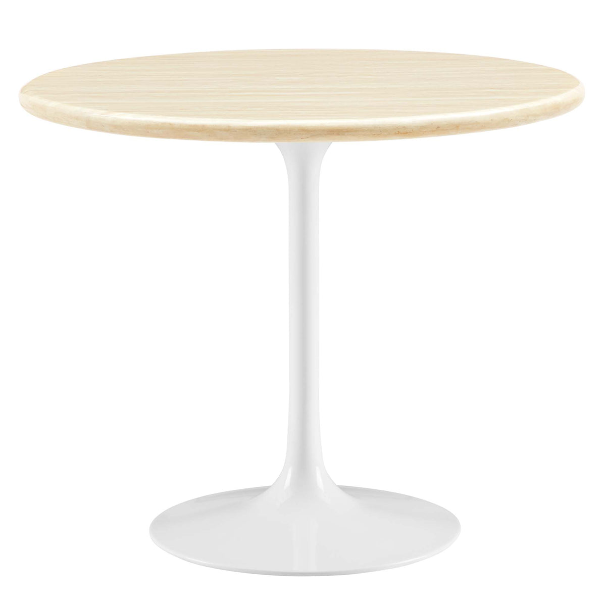 Lippa 36" Round Faux Travertine Dining Table - White Travertine