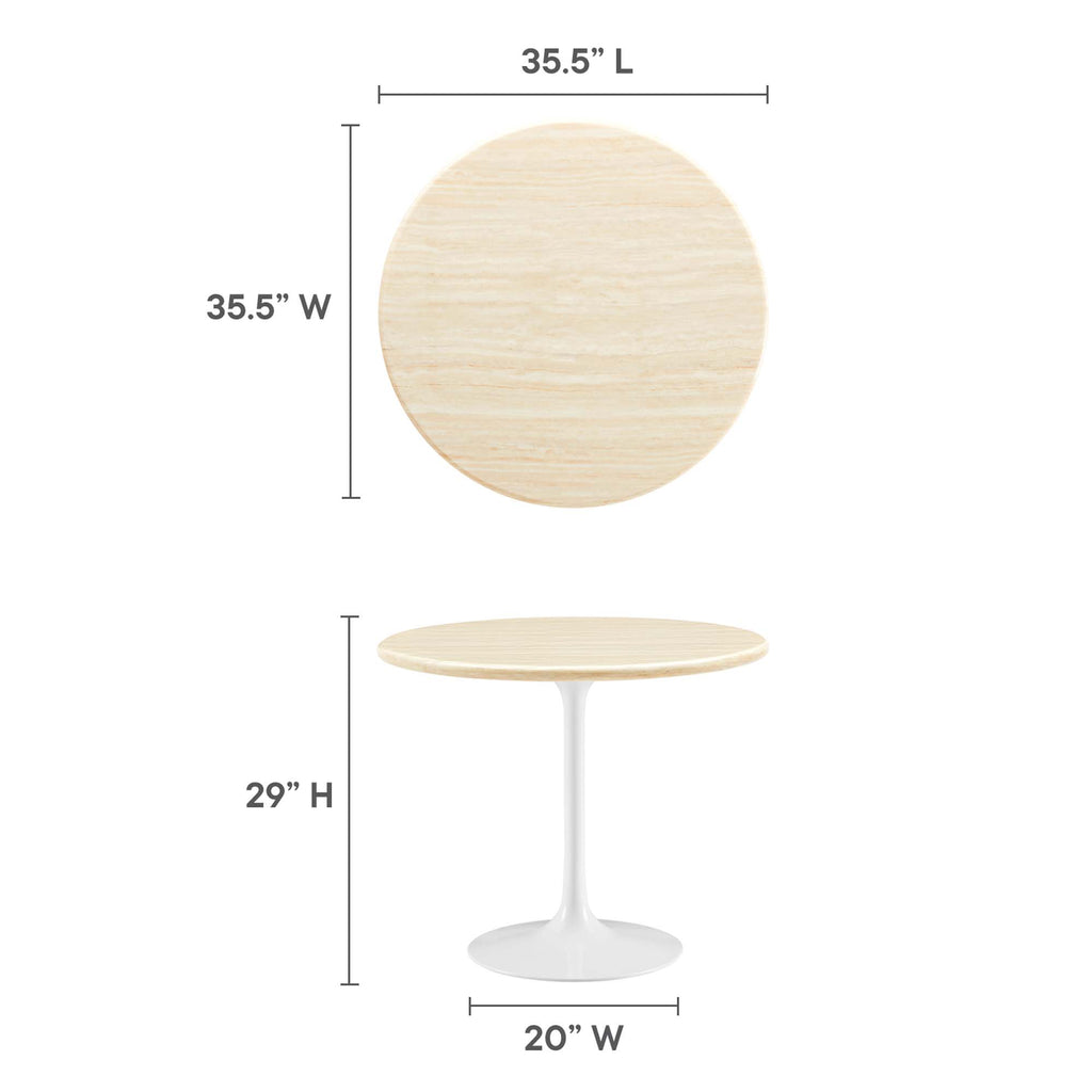 Lippa 36" Round Faux Travertine Dining Table - White Travertine