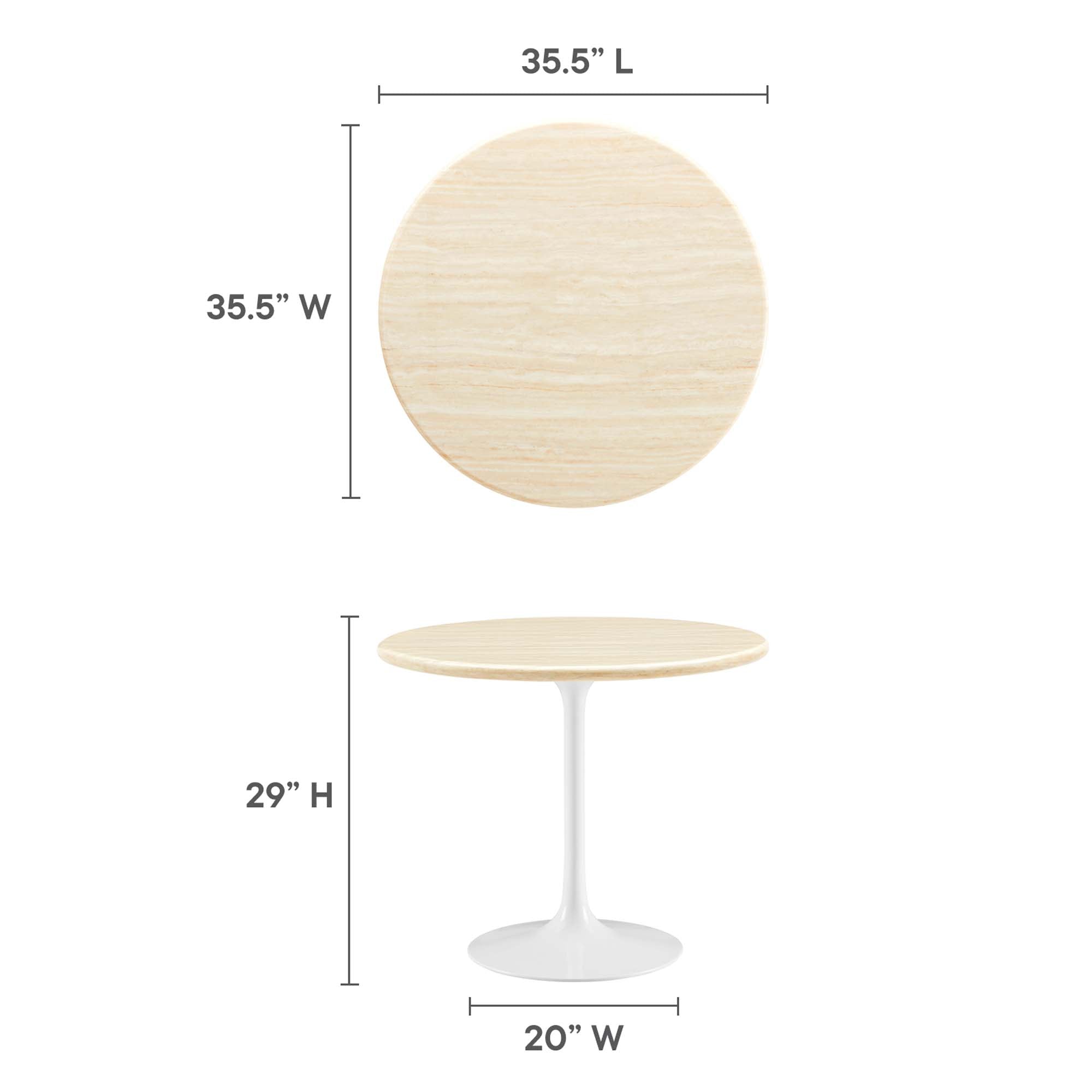 Lippa 36" Round Faux Travertine Dining Table - White Travertine