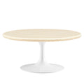 Lippa 36" Round Faux Travertine Coffee Table - White Travertine
