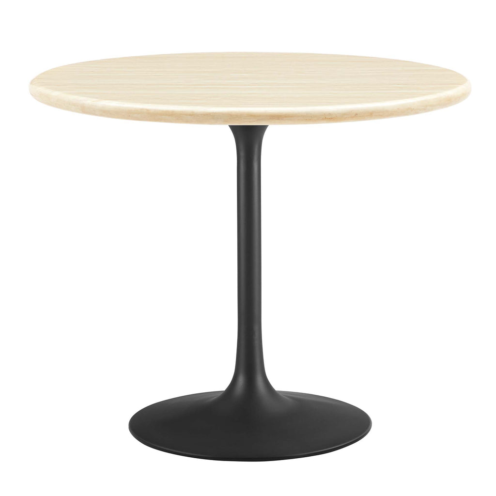 Lippa 36" Round Faux Travertine Dining Table - Black Travertine