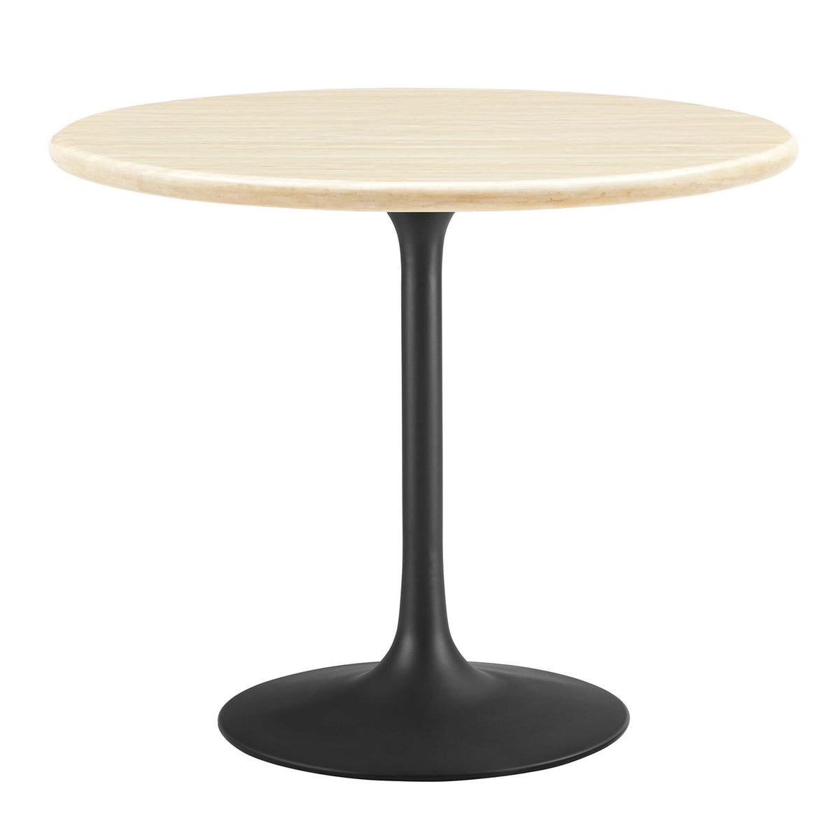 Lippa 36" Round Faux Travertine Dining Table - Black Travertine