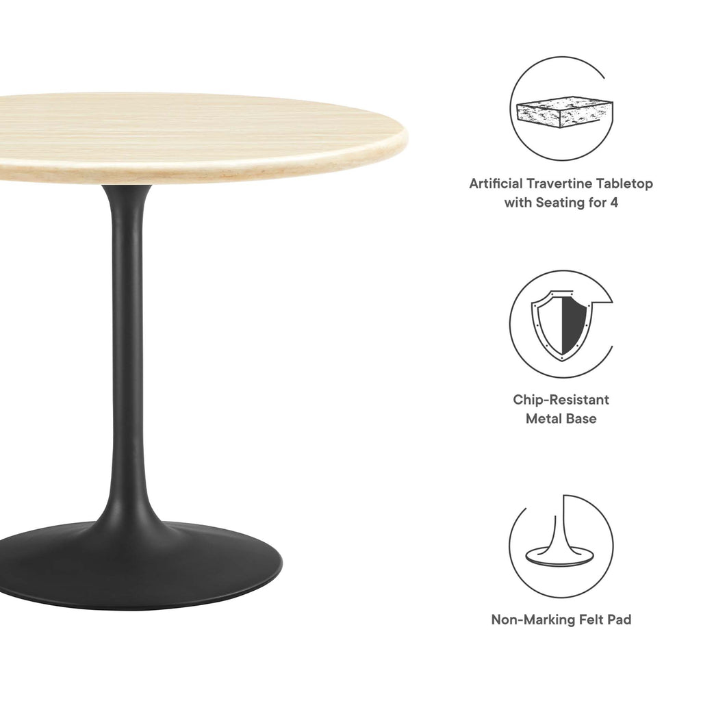 Lippa 36" Round Faux Travertine Dining Table - Black Travertine