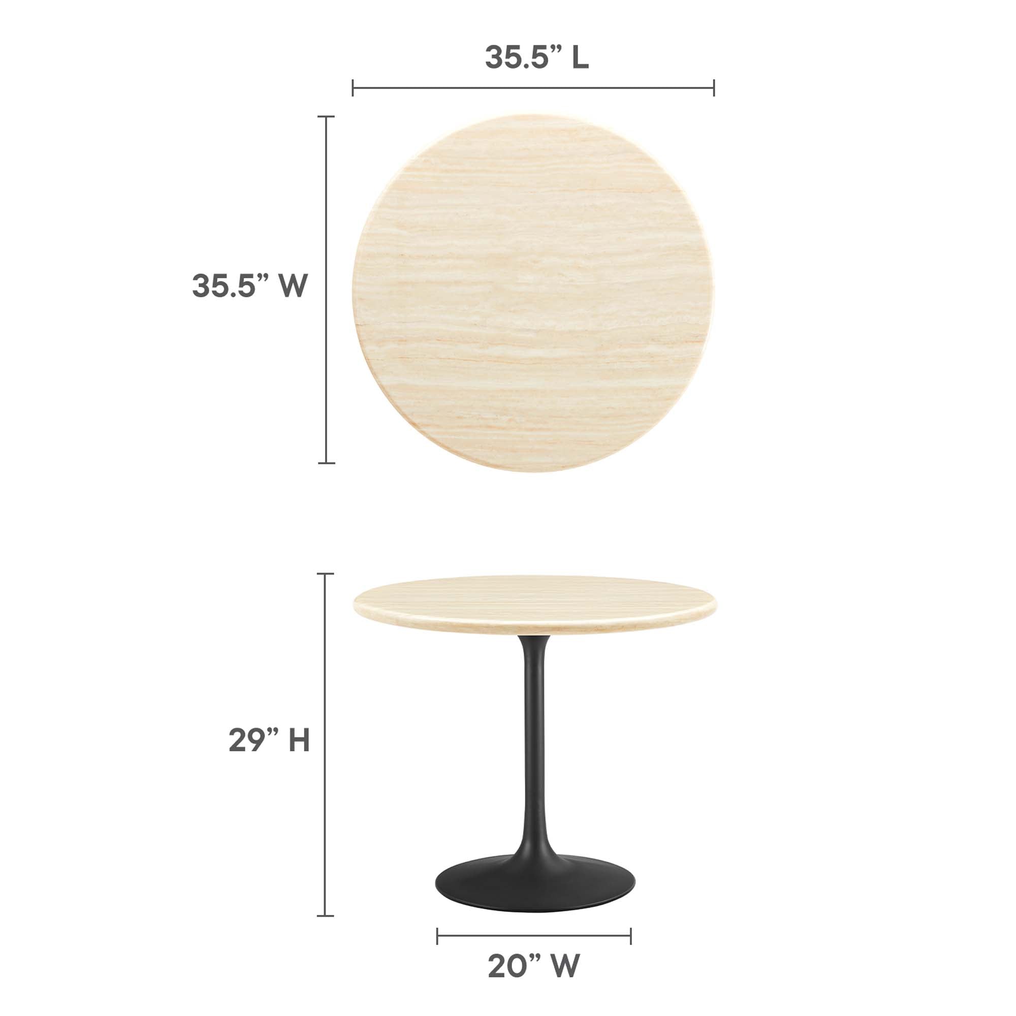 Lippa 36" Round Faux Travertine Dining Table - Black Travertine