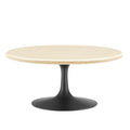 Lippa 36" Round Faux Travertine Coffee Table - Black Travertine