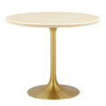 Lippa 36" Round Faux Travertine Dining Table - Gold Travertine