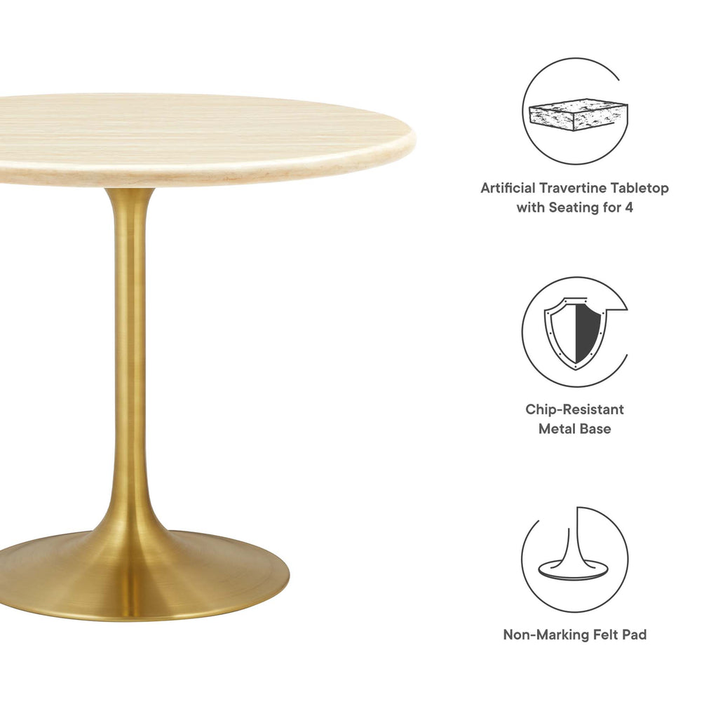 Lippa 36" Round Faux Travertine Dining Table - Gold Travertine