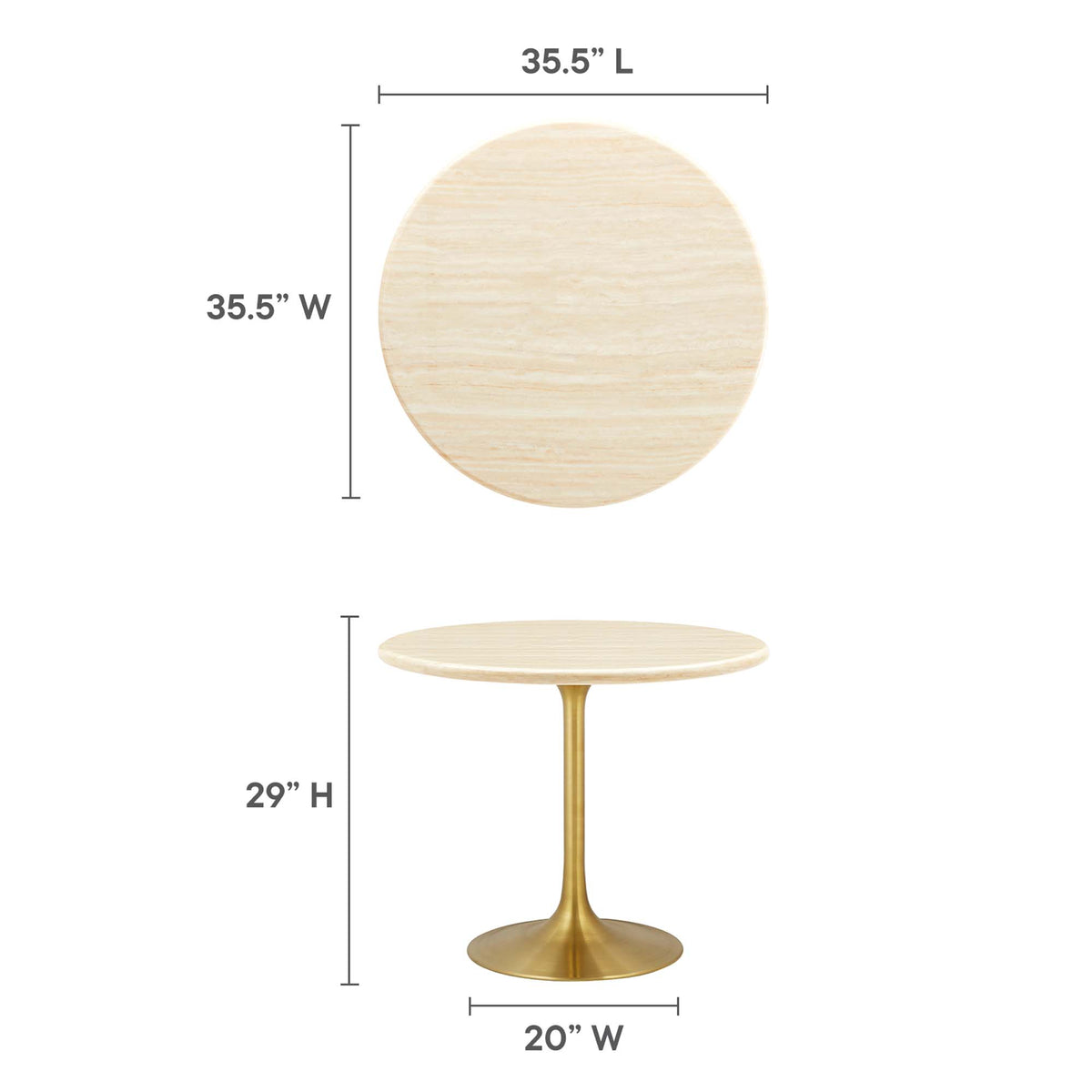 Lippa 36" Round Faux Travertine Dining Table - Gold Travertine