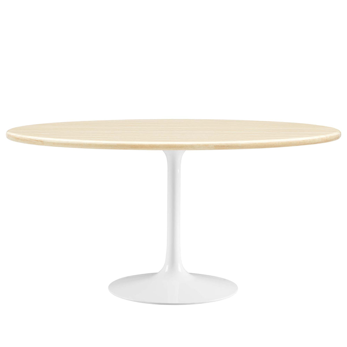 Lippa 60" Oval Faux Travertine Dining Table - White Traventine