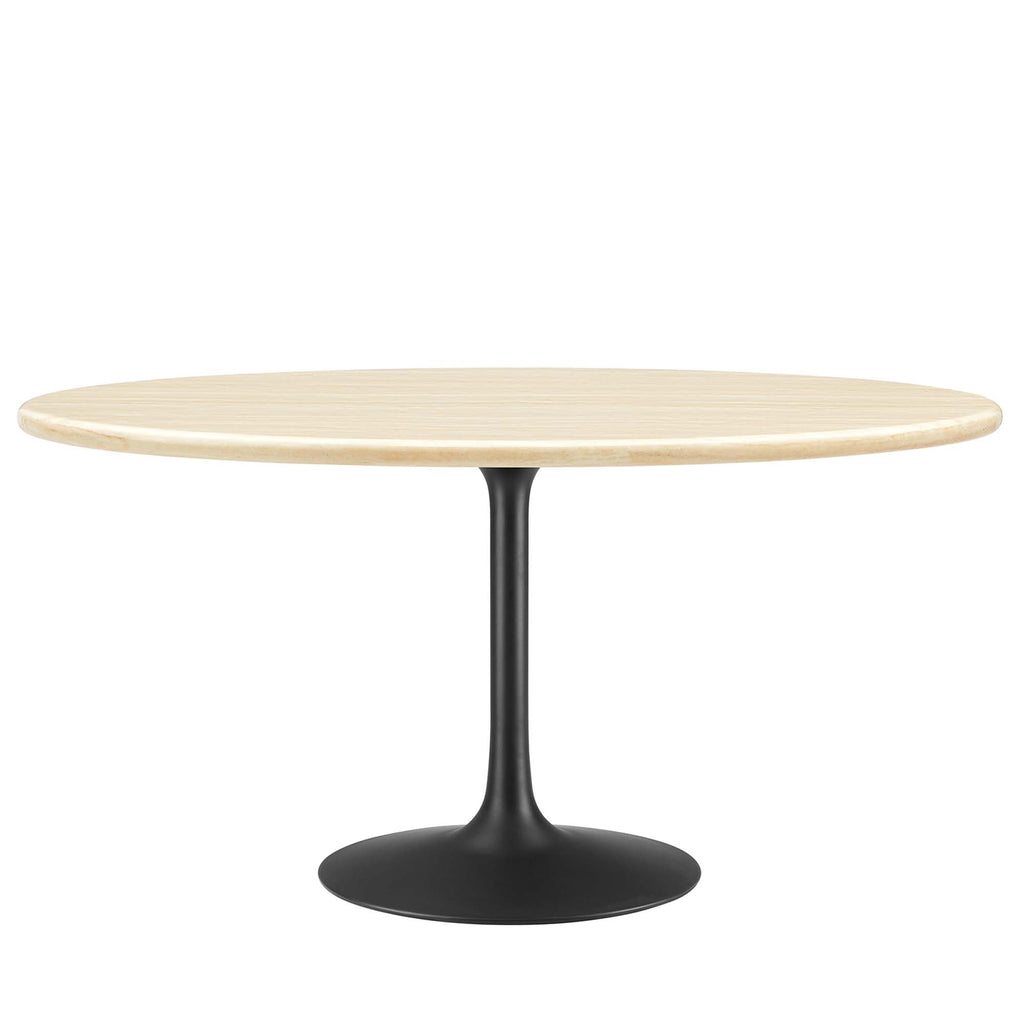 Lippa 60" Oval Faux Travertine Dining Table - Black Travertine