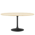 Lippa 60" Oval Faux Travertine Dining Table - Black Travertine