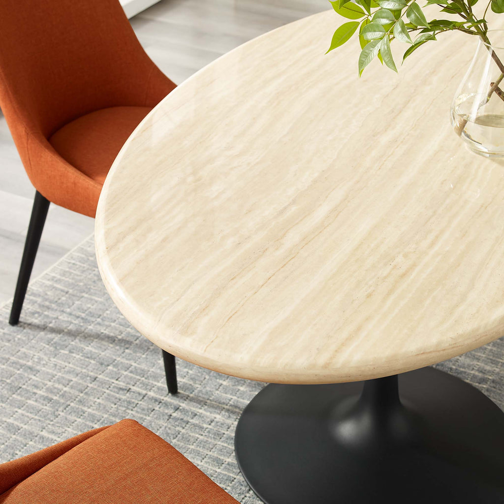 Lippa 60" Oval Faux Travertine Dining Table - Black Travertine