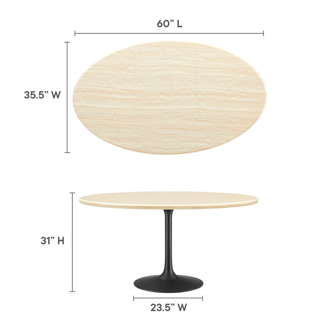 Lippa 60" Oval Faux Travertine Dining Table - Black Travertine