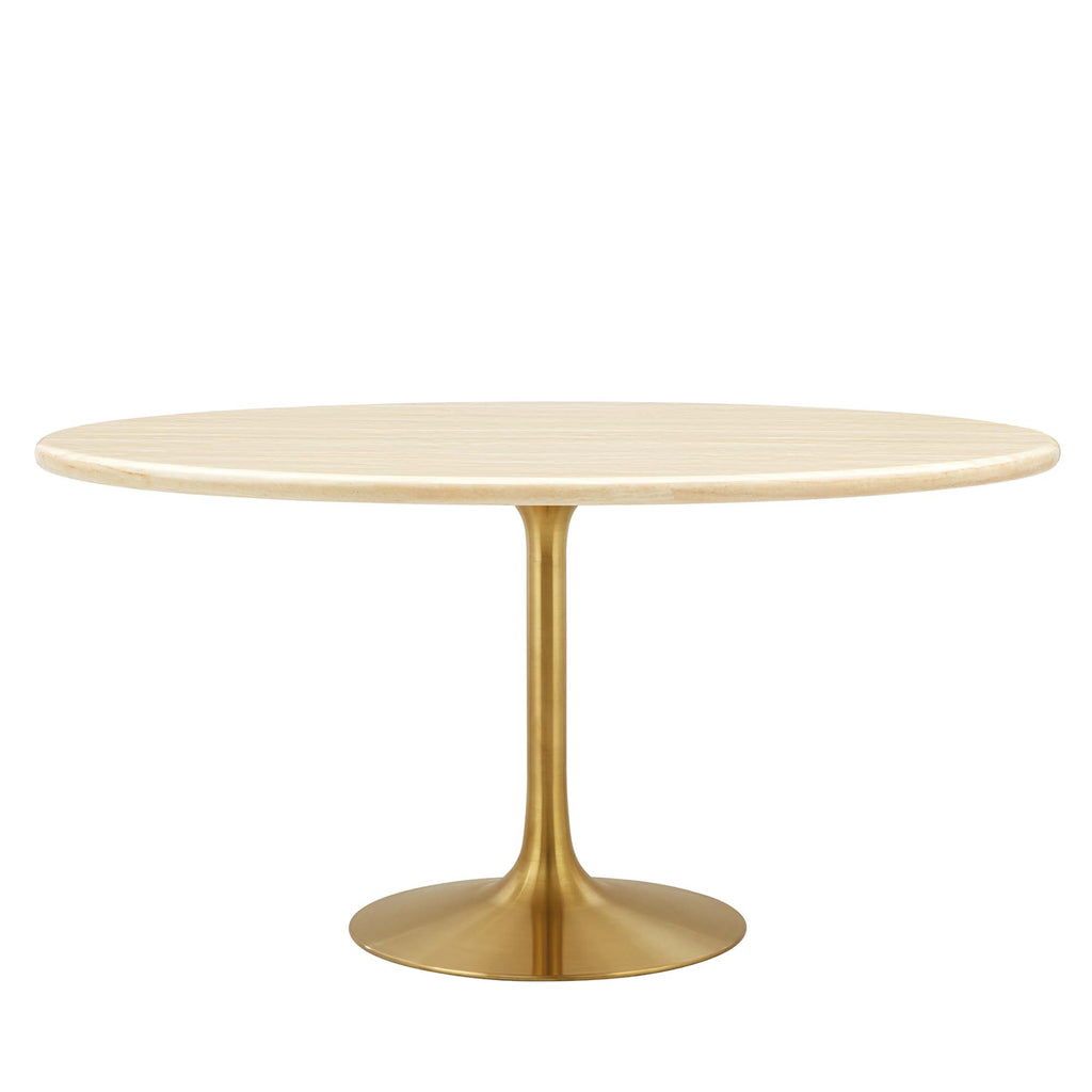 Lippa 60" Oval Faux Travertine Dining Table - Gold Travertine