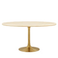 Lippa 60" Oval Faux Travertine Dining Table - Gold Travertine
