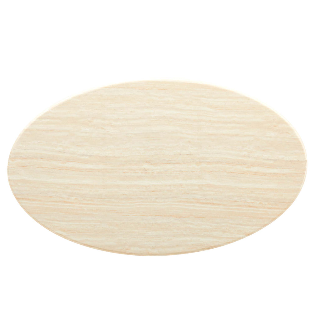Lippa 60" Oval Faux Travertine Dining Table - Gold Travertine