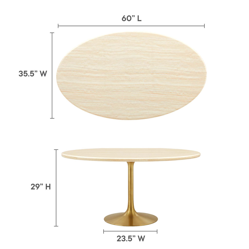 Lippa 60" Oval Faux Travertine Dining Table - Gold Travertine