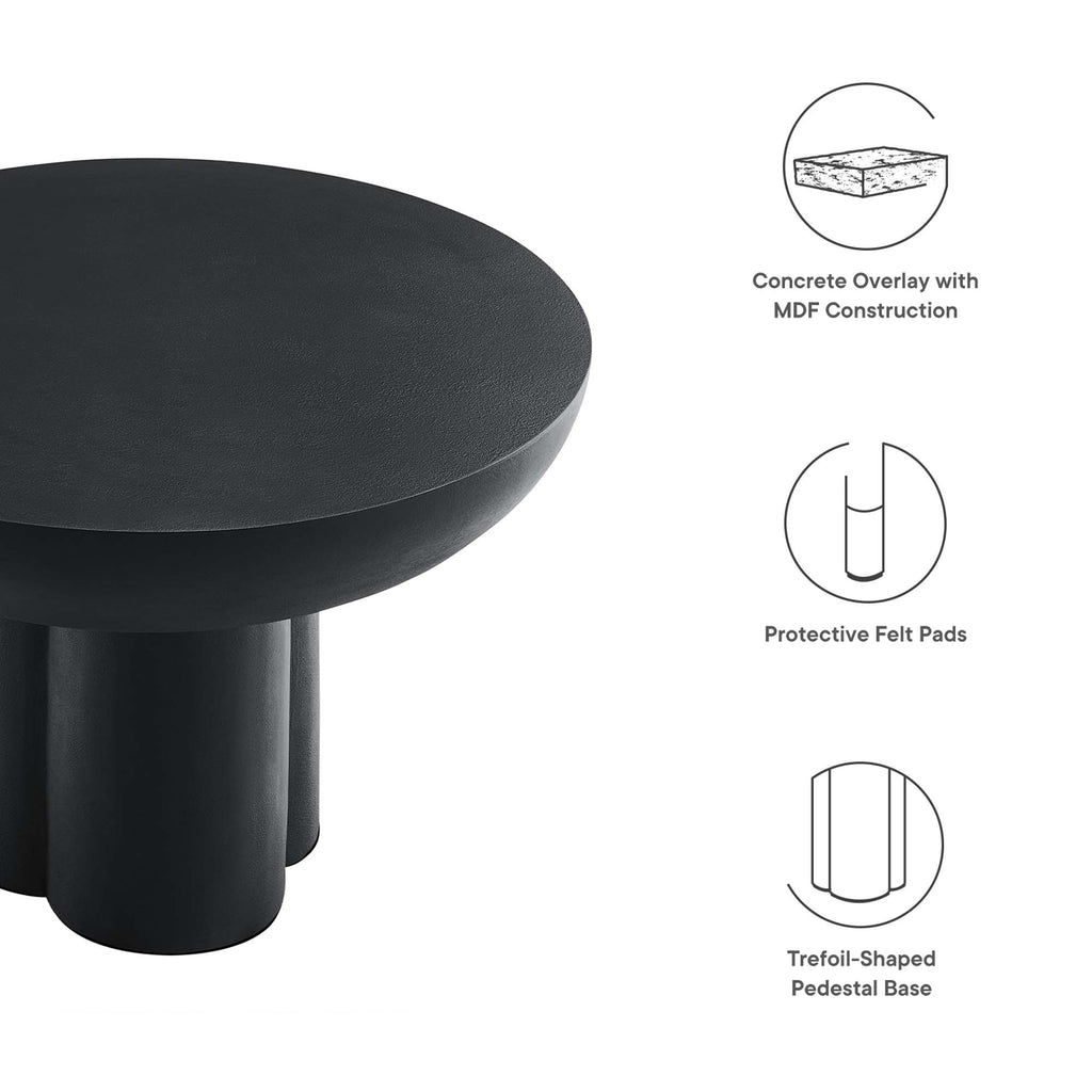 Caspian Round Concrete Coffee Table - Black