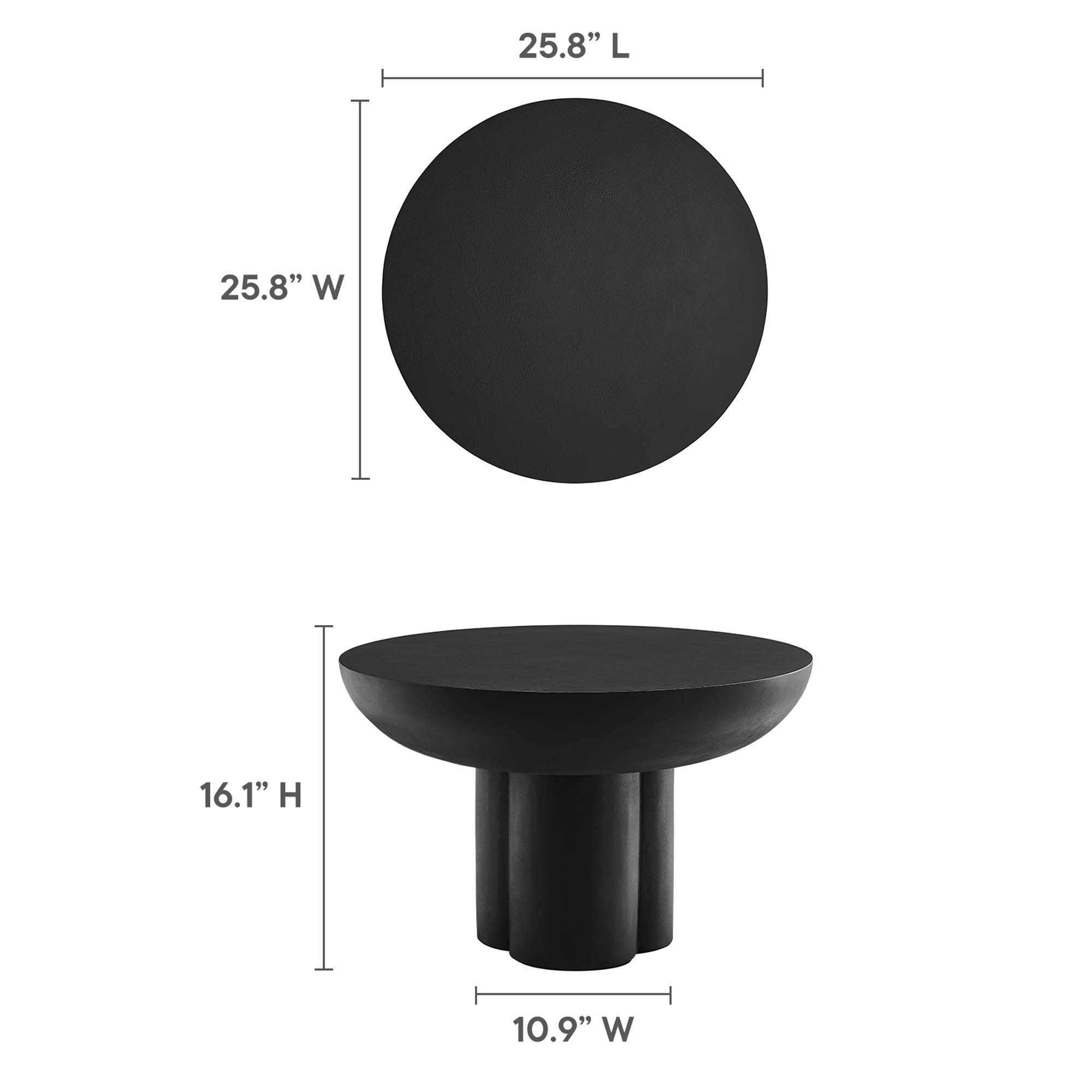 Caspian Round Concrete Coffee Table - Black