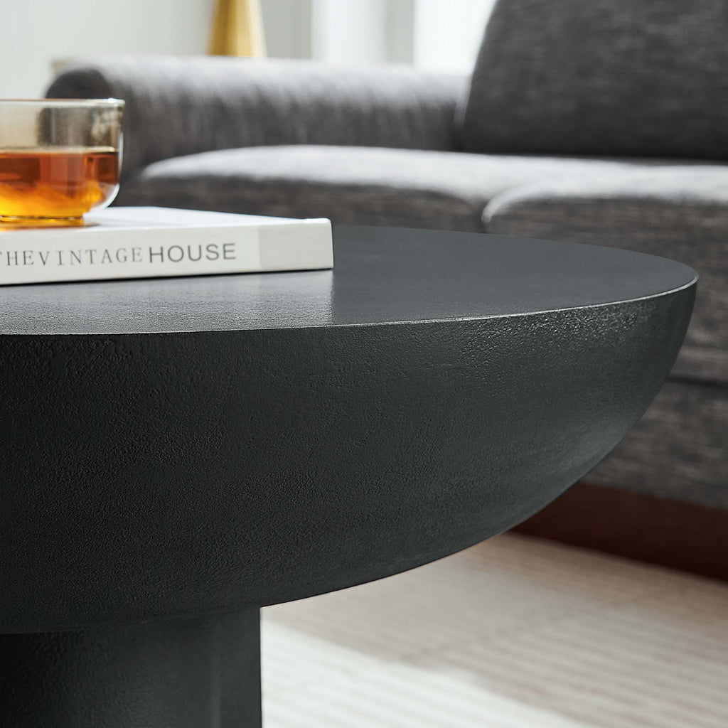 Caspian Round Concrete Coffee Table - Black
