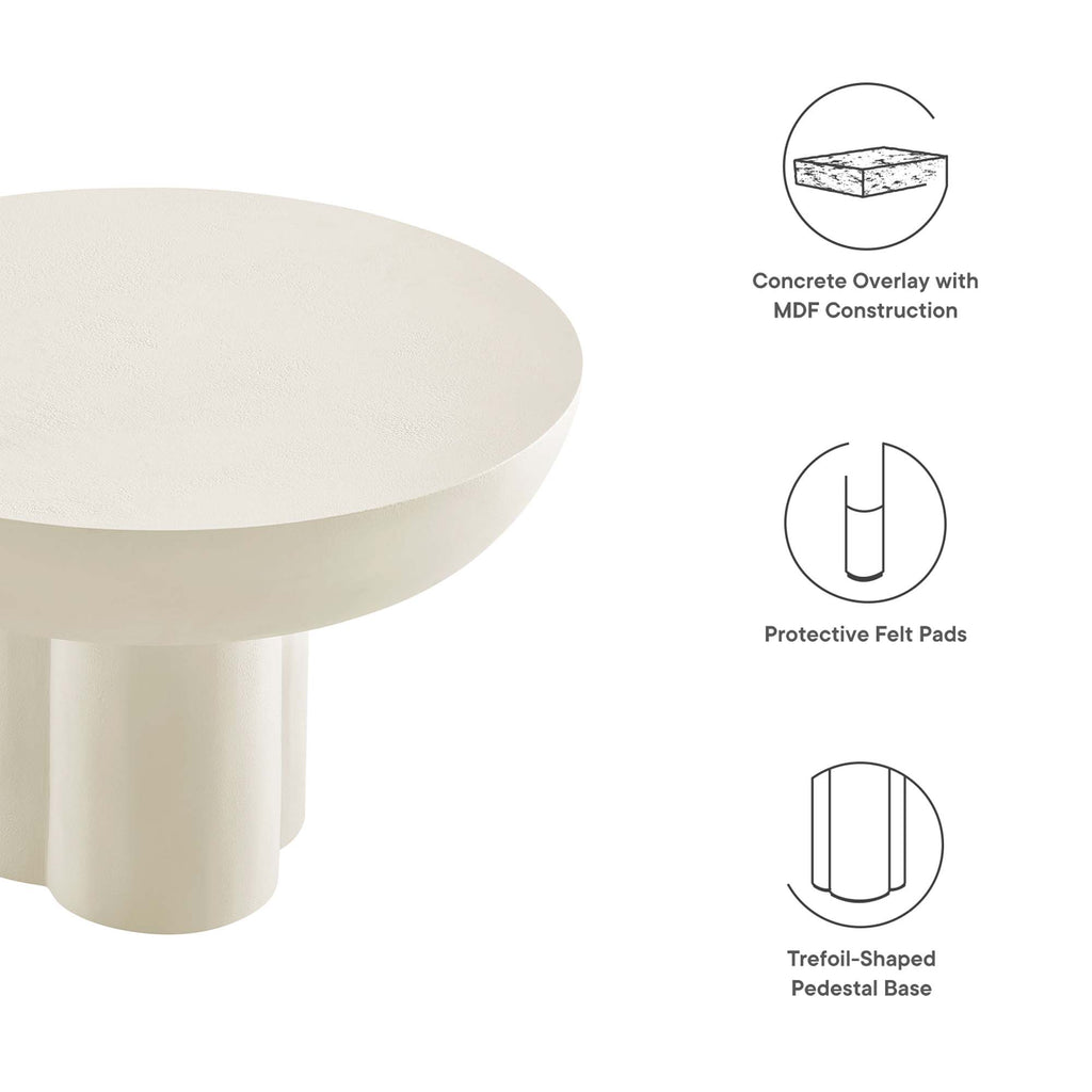Caspian Round Concrete Coffee Table - White