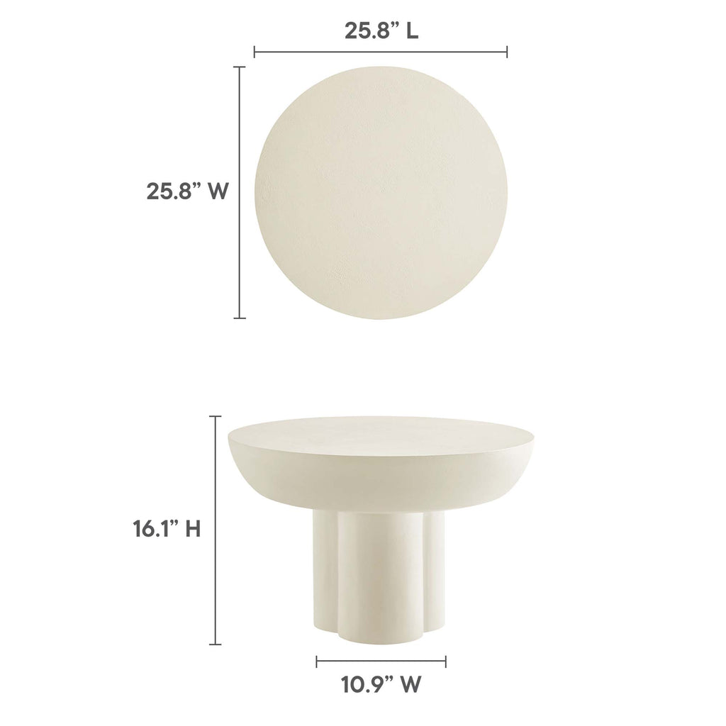 Caspian Round Concrete Coffee Table - White