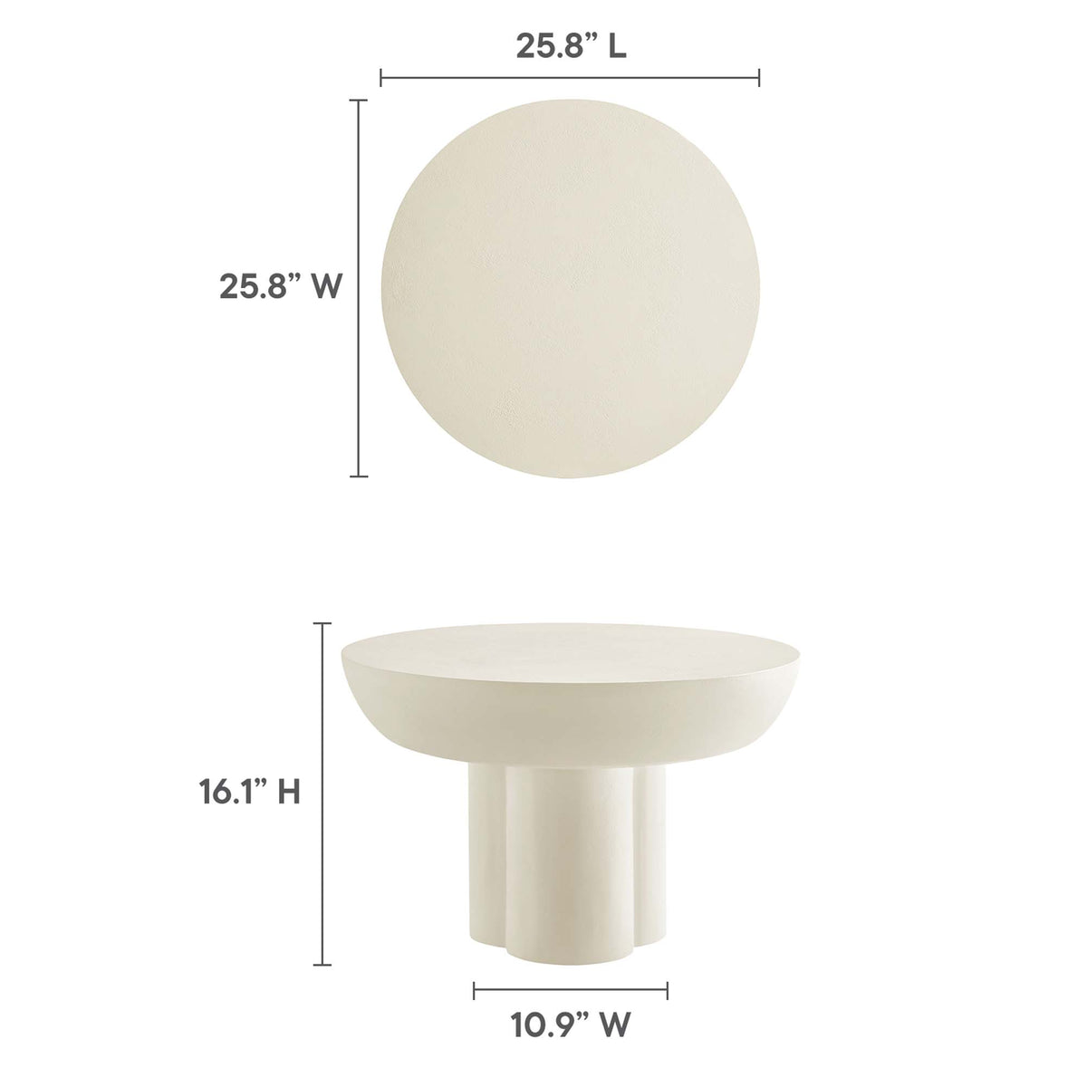Caspian Round Concrete Coffee Table - White