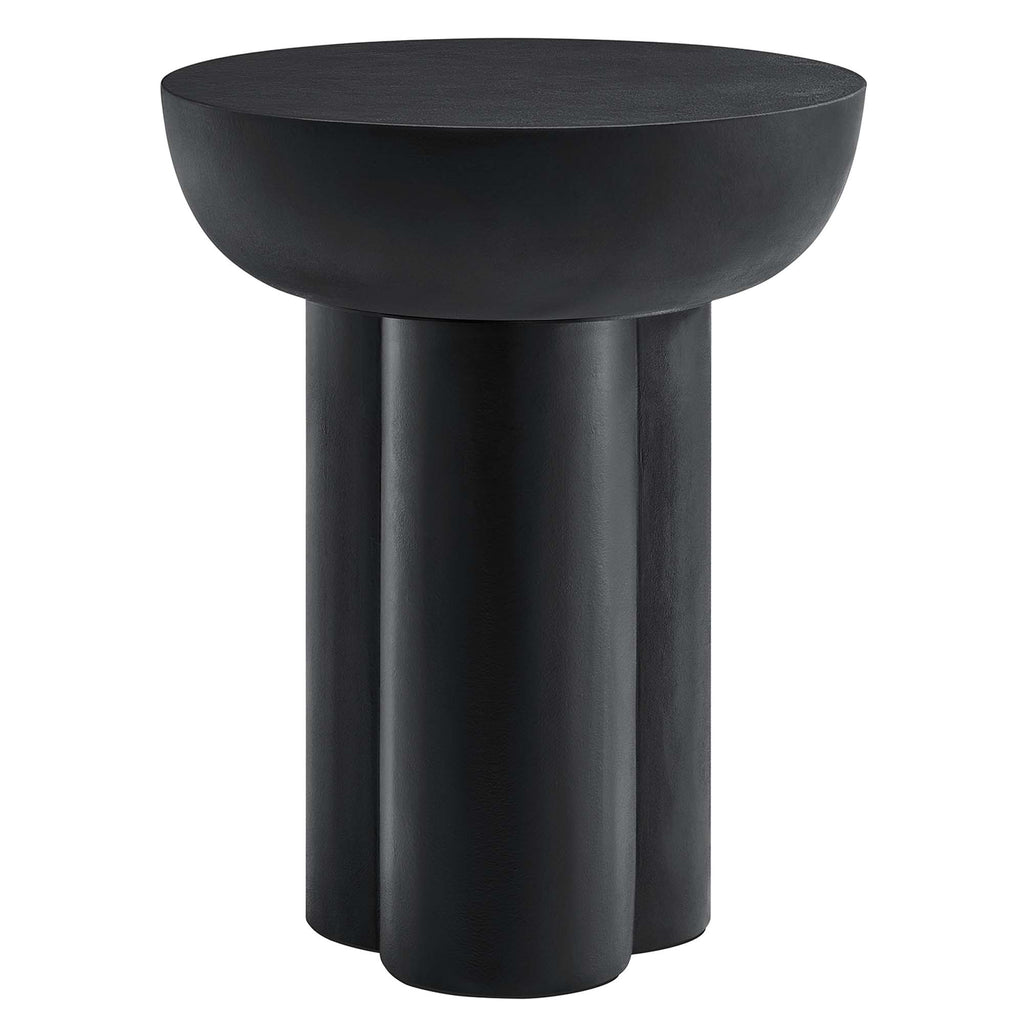 Caspian Round Concrete Side Table - Black