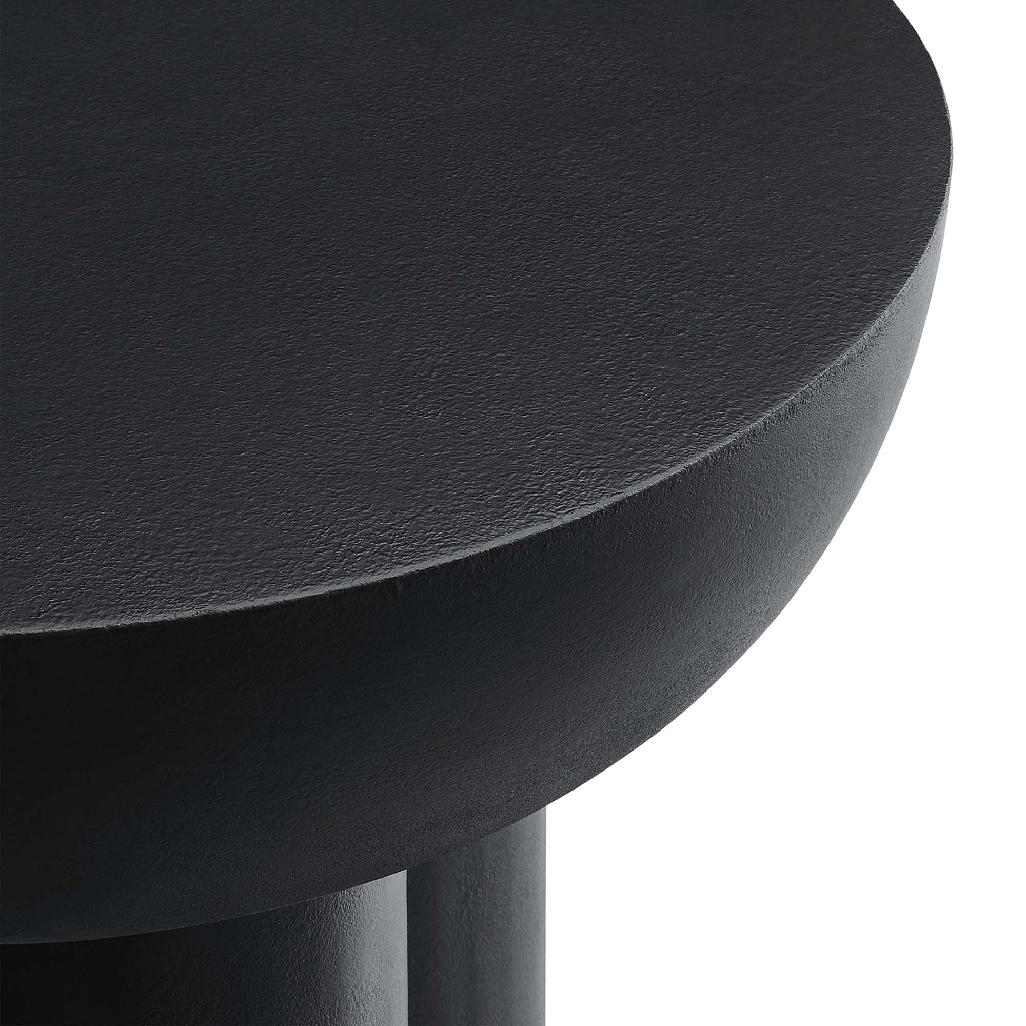 Caspian Round Concrete Side Table - Black