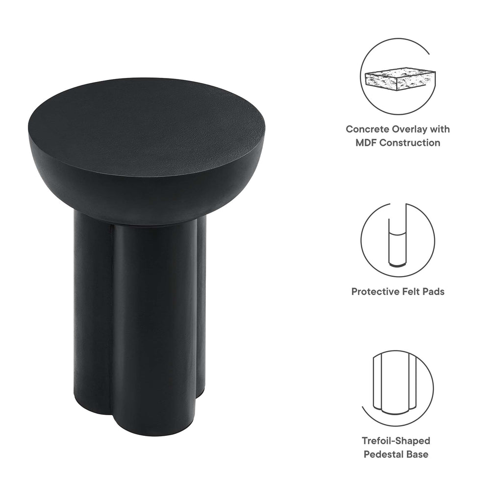 Caspian Round Concrete Side Table - Black