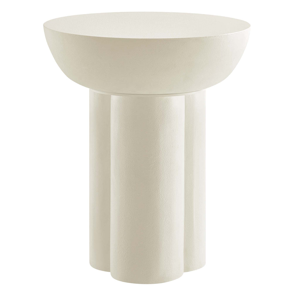 Caspian Round Concrete Side Table - White