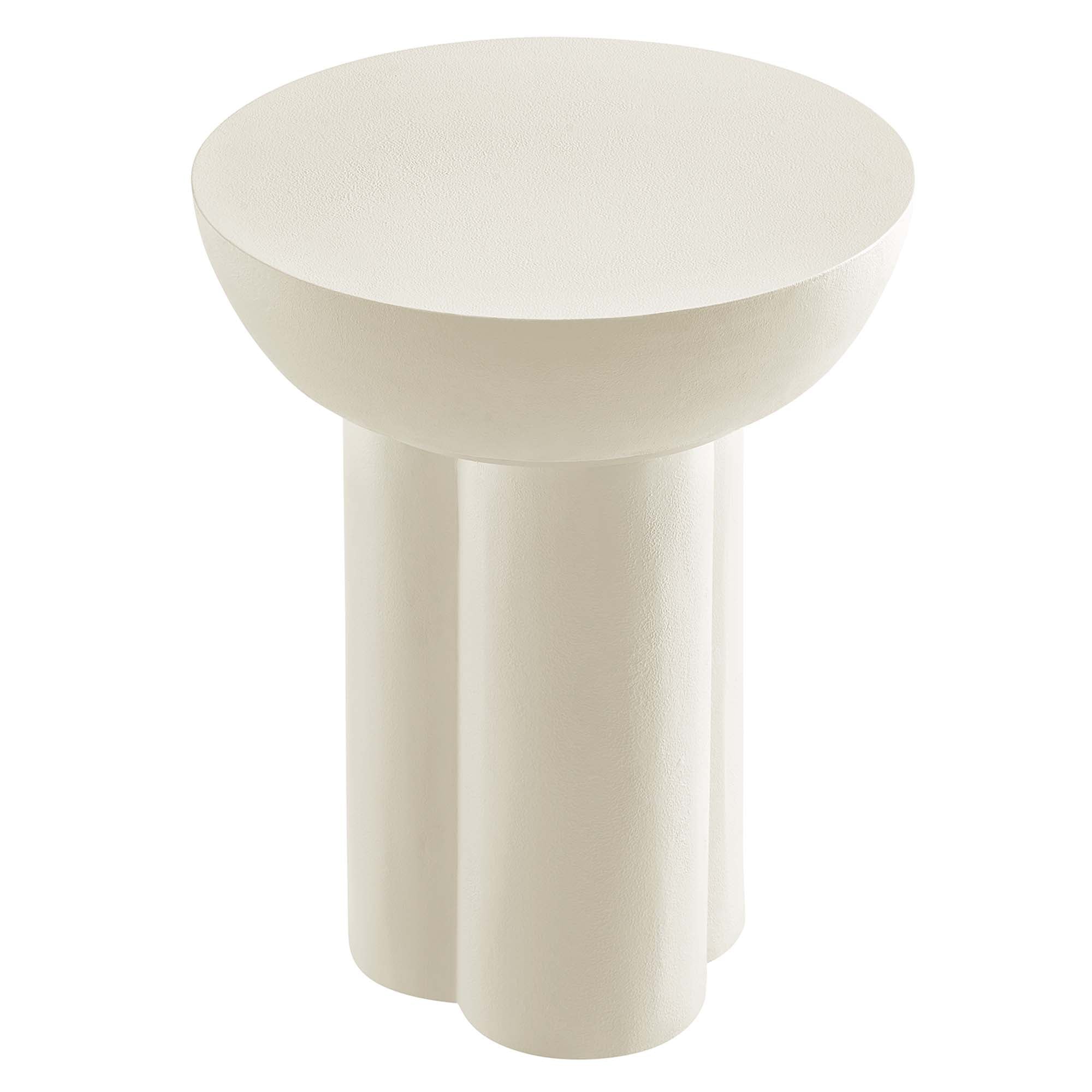 Caspian Round Concrete Side Table - White
