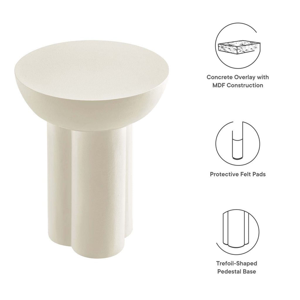 Caspian Round Concrete Side Table - White