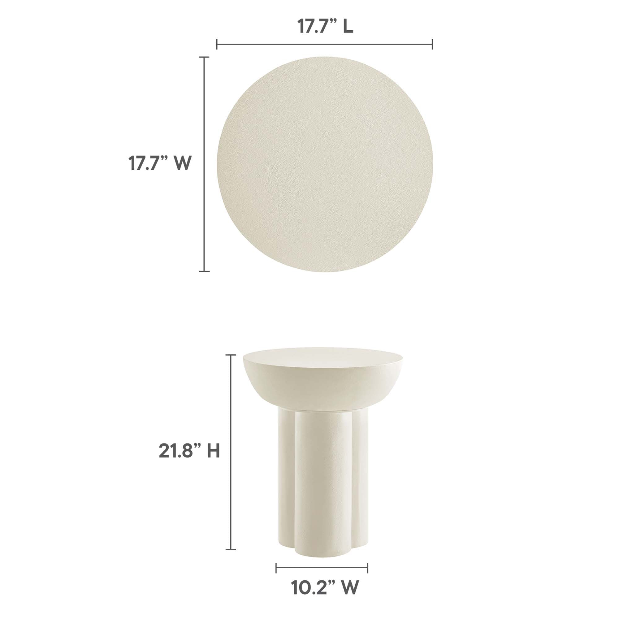 Caspian Round Concrete Side Table - White