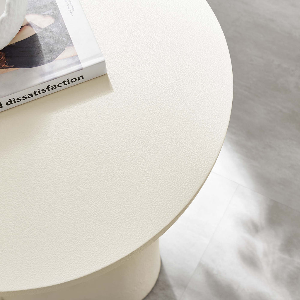 Caspian Round Concrete Side Table - White