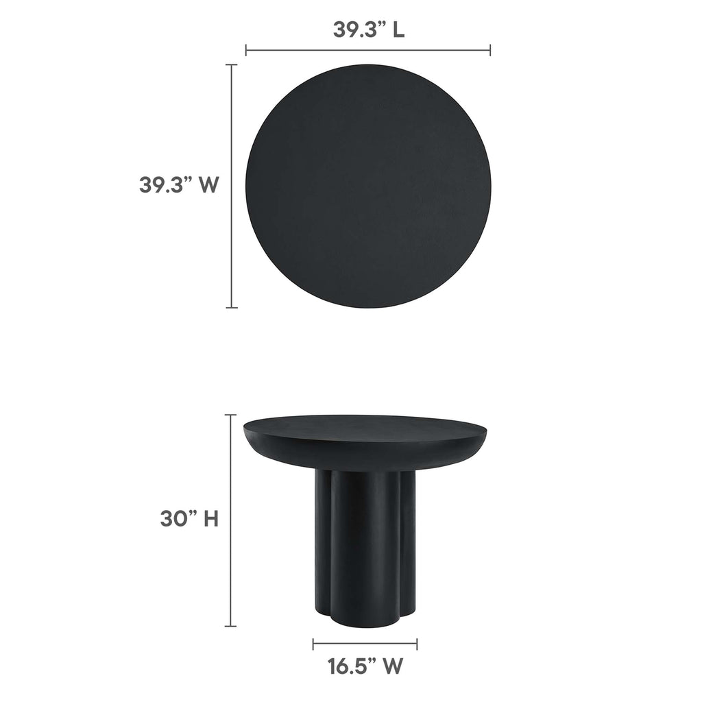 Caspian 40" Round Concrete Dining Table - Black