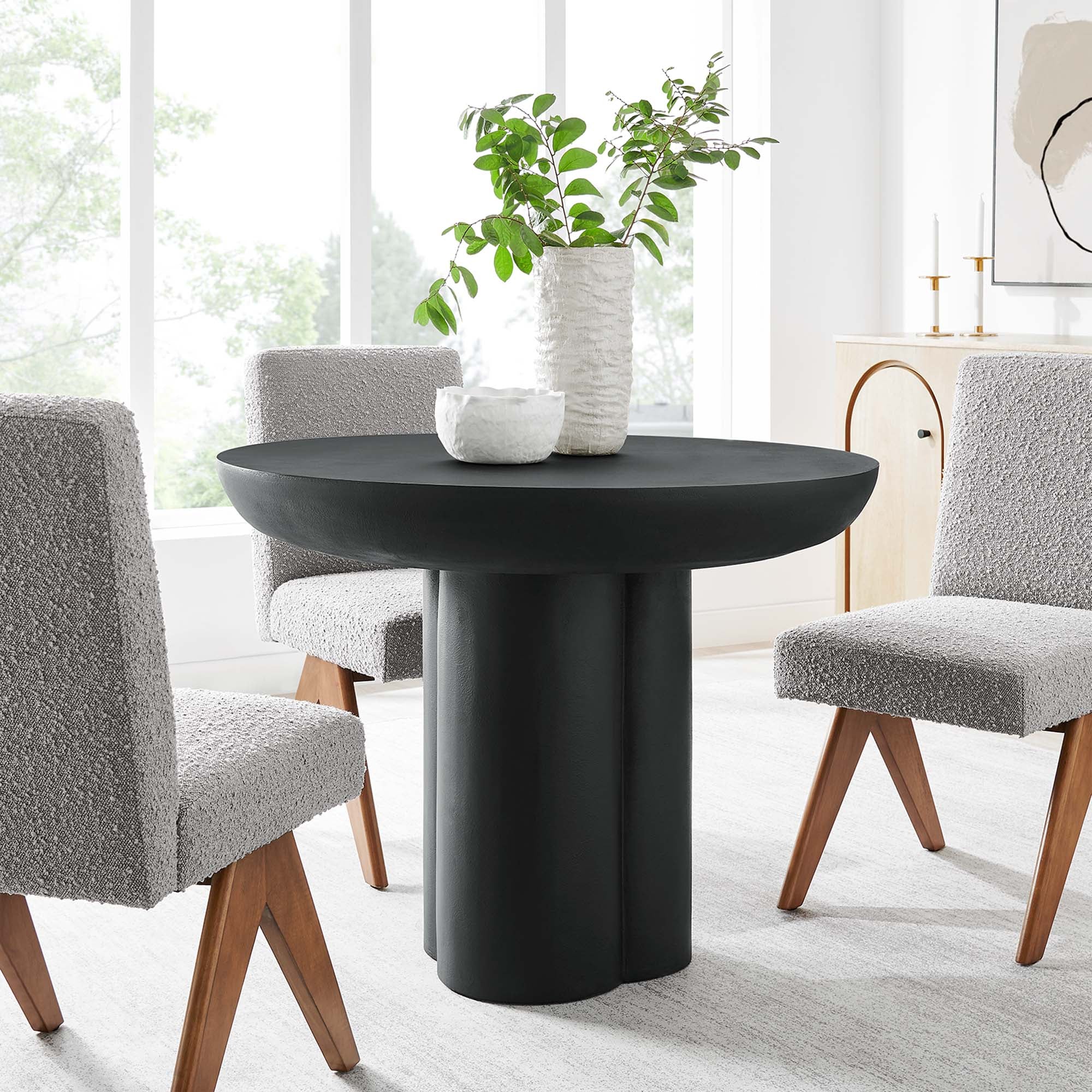 Caspian 40" Round Concrete Dining Table - Black