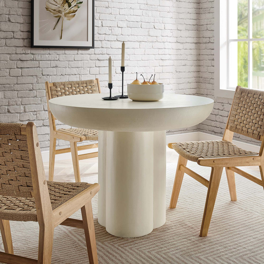 Caspian 40" Round Concrete Dining Table - White