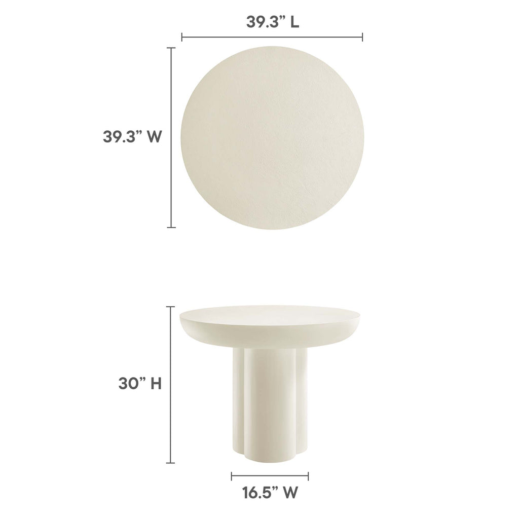 Caspian 40" Round Concrete Dining Table - White