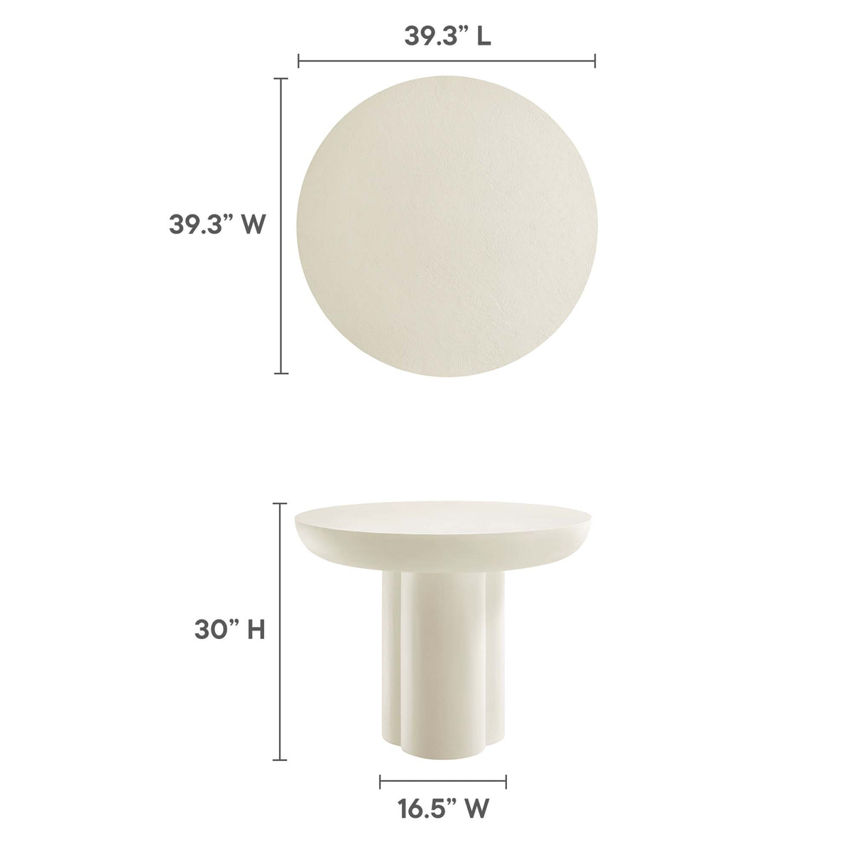 Caspian 40" Round Concrete Dining Table - White