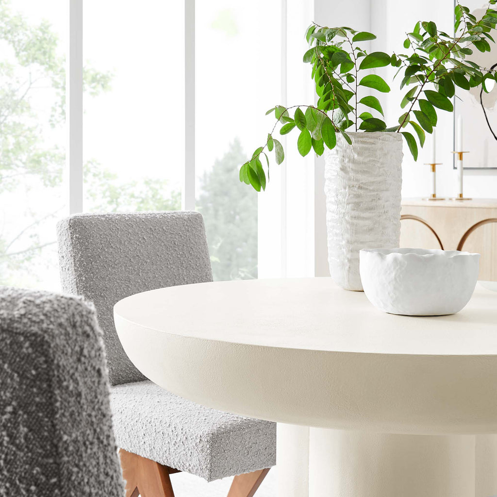 Caspian 40" Round Concrete Dining Table - White