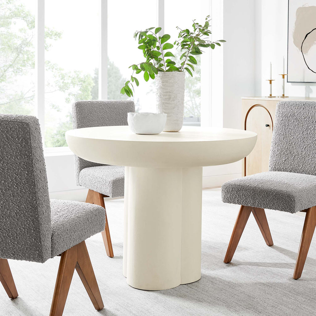 Caspian 40" Round Concrete Dining Table - White