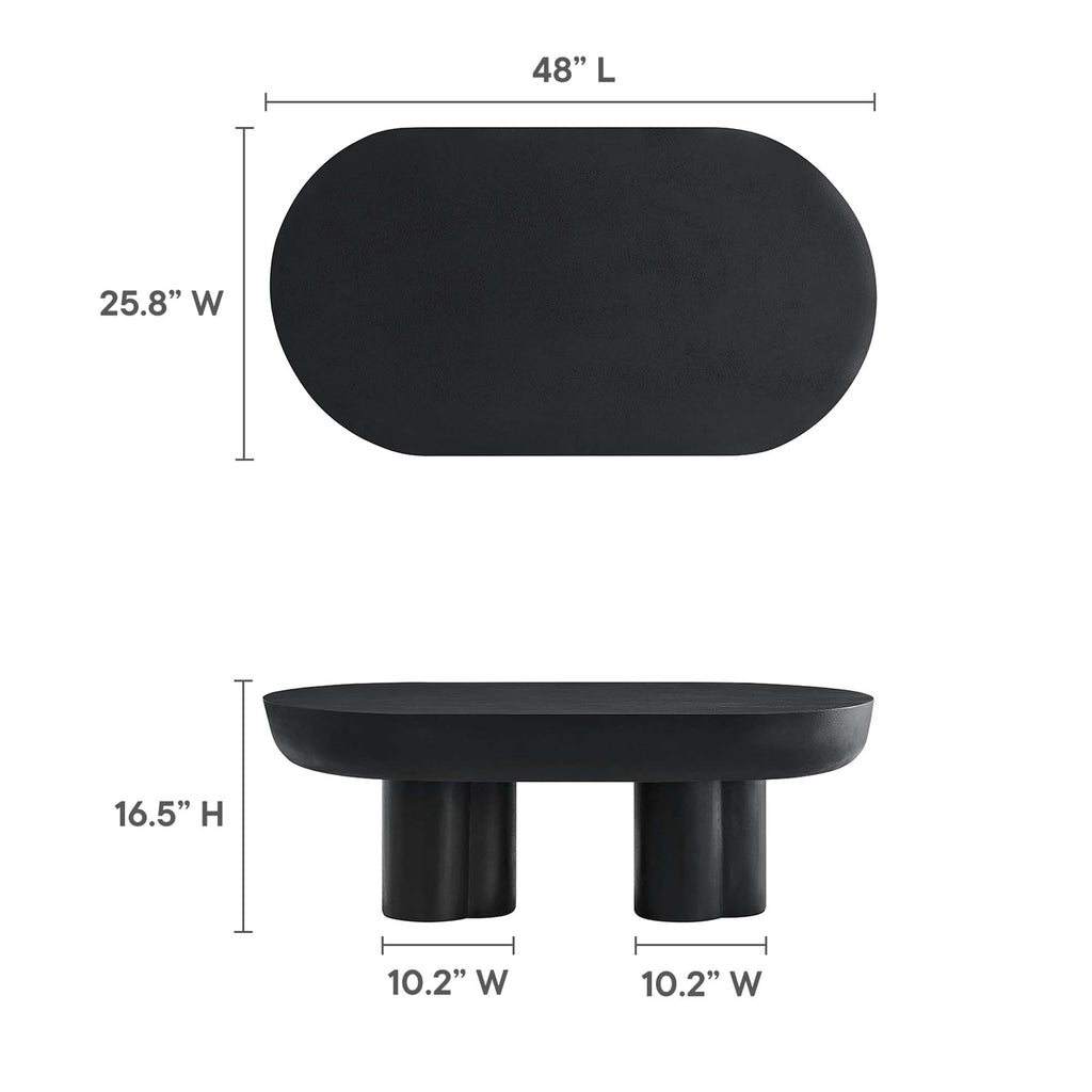 Caspian Oval Concrete Coffee Table - Black