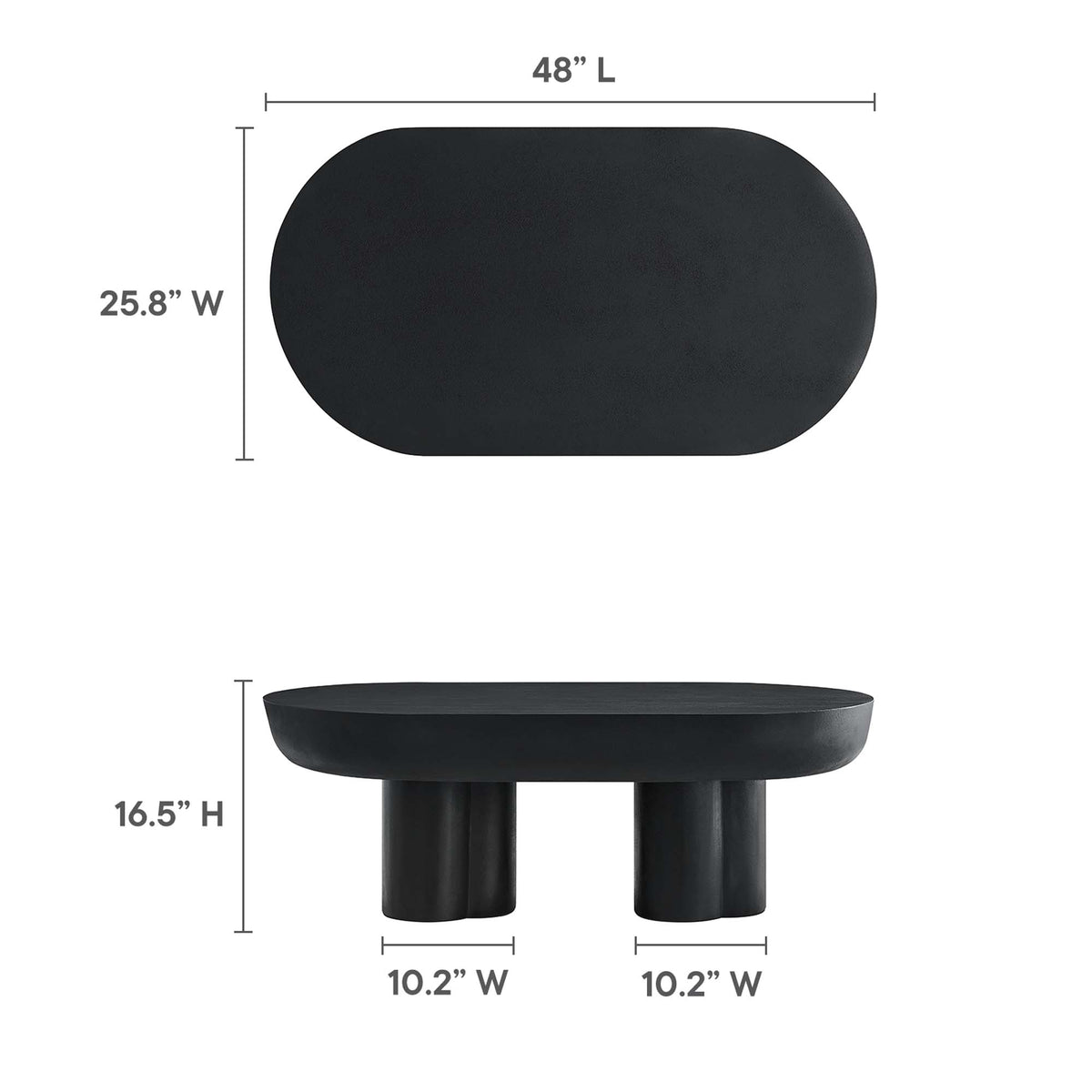 Caspian Oval Concrete Coffee Table - Black