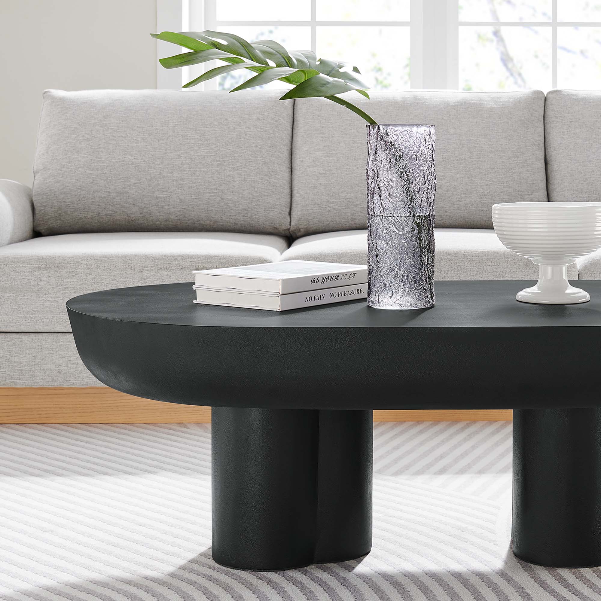Caspian Oval Concrete Coffee Table - Black